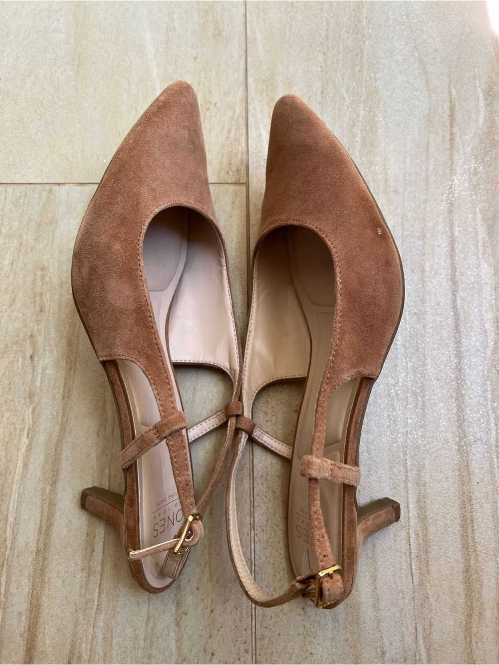 Jones New York Brown Suede Pointed-Toe Slingback Heels - Picture 4 of 6